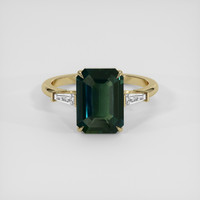 4.07 Ct. Greenish Blue Sapphire Ring, 14K Yellow Gold 1