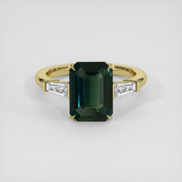 4.07 Ct. Greenish Blue Sapphire Ring, 18K Yellow Gold 1