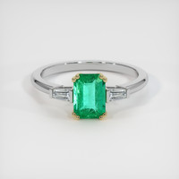 0.85 Ct. Emerald Ring, 18K Yellow & White 1