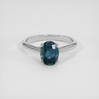 1.90 Ct. Greenish Blue Sapphire Ring, Platinum 950 1