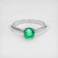 0.64 Ct. Emerald Ring, 18K White Gold 1