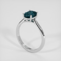 1.90 Ct. Greenish Blue Sapphire Ring, 18K White Gold 2