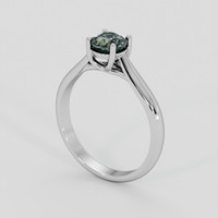 0.85 Ct. Green Sapphire Ring, 18K White Gold 2