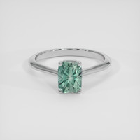 1.72 Ct. Bluish Green Sapphire Ring, 18K White Gold 1