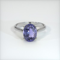 3.33 Ct. Purplish Blue Sapphire Ring, 18K White Gold 1