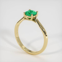 0.64 Ct. Emerald Ring, 18K Yellow Gold 2