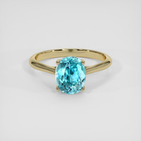 3.58 Ct. Greenish Blue Zircon Ring, 18K Yellow Gold 1