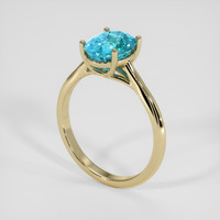 3.58 Ct. Greenish Blue Zircon Ring, 18K Yellow Gold 2