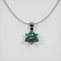2.44 Ct. Bluish Green Sapphire Pendant, 14K White Gold 1