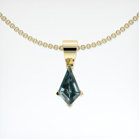 0.42 Ct. Bluish Green Sapphire Pendant, 14K Yellow Gold 1