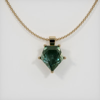 3.44 Ct. Bluish Green Sapphire Pendant, 14K Yellow Gold 1