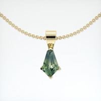0.57 Ct. Bluish Green Sapphire Pendant, 14K Yellow Gold 1