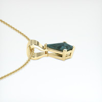 0.42 Ct. Bluish Green Sapphire Pendant, 18K Yellow Gold 3