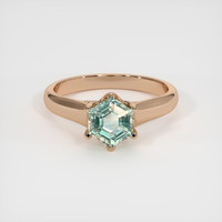 1.55 Ct. Bluish Green Sapphire Ring, 14K Rose Gold 1