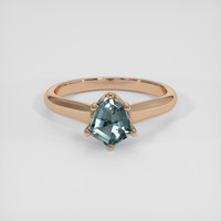1.10 Ct. Greenish Blue Sapphire Ring, 18K Rose Gold 1