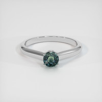 0.78 Ct. Bluish Green Sapphire Ring, 10K White Gold 1