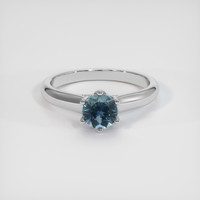 0.77 Ct. Greenish Blue Sapphire Ring, 10K White Gold 1