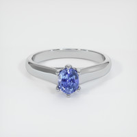 0.73 Ct. Blue Sapphire Ring, 18K White Gold 1