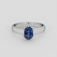 0.96 Ct. Blue Sapphire Ring, 18K White Gold 1