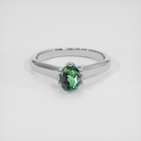 1.06 Ct. Yellowish Green to Brownish Orange Alexandrite Ring, 18K White Gold 1