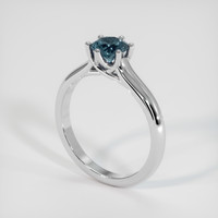 0.77 Ct. Greenish Blue Sapphire Ring, 18K White Gold 2