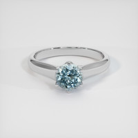 1.18 Ct. Greenish Blue Sapphire Ring, 18K White Gold 1