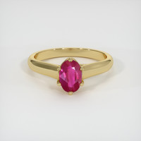 0.70 Ct. Pinkish Red Ruby Ring, 10K Yellow Gold 1