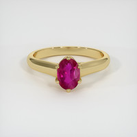 0.97 Ct. Pinkish Red Ruby Ring, 10K Yellow Gold 1