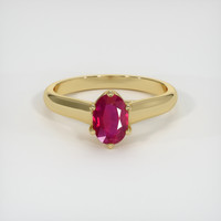 0.82 Ct. Pinkish Red Ruby Ring, 10K Yellow Gold 1