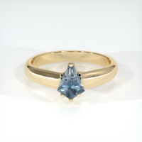 0.71 Ct. Greyish Blue Sapphire Ring, 14K Yellow Gold 1