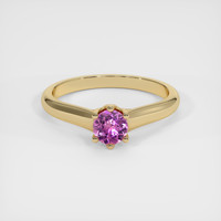 0.50 Ct. Pink Sapphire Ring, 18K Yellow Gold 1