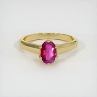 0.90 Ct. Ruby Ring, 18K Yellow Gold 1