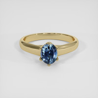 1.17 Ct. Blue Sapphire Ring, 18K Yellow Gold 1