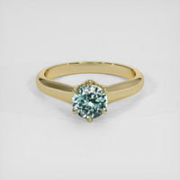 1.00 Ct. Greenish Blue Sapphire Ring, 18K Yellow Gold 1