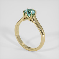 1.00 Ct. Greenish Blue Sapphire Ring, 18K Yellow Gold 2