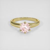 1.29 Ct. Peach Sapphire Ring, 18K Yellow Gold 1