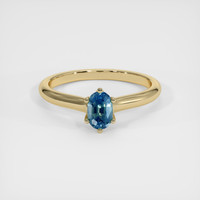 0.62 Ct. Greenish Blue Sapphire Ring, 18K Yellow Gold 1
