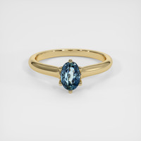 0.96 Ct. Greenish Blue Sapphire Ring, 18K Yellow Gold 1