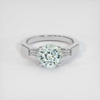 1.92 Ct. Greenish Blue Sapphire Ring, 18K White Gold 1