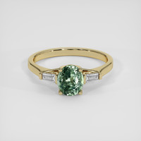 1.06 Ct. Bluish Green Sapphire Ring, 14K Yellow Gold 1