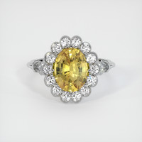 1.99 Ct. Yellowish Brown Sapphire Ring, Platinum 950 1