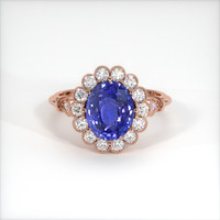 3.30 Ct. Blue Sapphire Ring, 14K Rose Gold 1