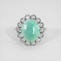 4.30 Ct. Greenish Blue Jade Ring, Silver 1