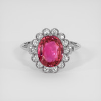 3.10 Ct. Reddish Pink Sapphire Ring, 10K White Gold 1