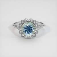 2.30 Ct. Greenish Blue Sapphire Ring, 10K White Gold 1