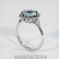 2.30 Ct. Greenish Blue Sapphire Ring, 10K White Gold 2
