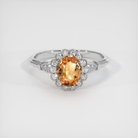 1.09 Ct. Orangish Brown Sapphire Ring, 10K White Gold 1
