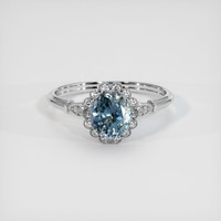 1.08 Ct. Greyish Blue Sapphire Ring, 10K White Gold 1