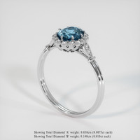 1.08 Ct. Greyish Blue Sapphire Ring, 10K White Gold 2