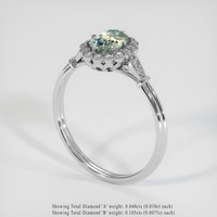 0.79 Ct. Greenish Blue Sapphire Ring, 10K White Gold 2